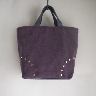 スタッズバイカラートート　ラベンダー×グレー